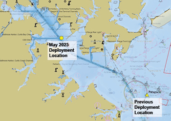 map of buoy locations in the Patapsco River